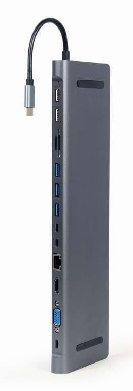 CABLEXPERT USB TYPE-C 9-IN-1 MULTIPORT ADAPTER (USB HUB + HDMI + VGA + PD + CARD READER + LAN + 3.5MM)