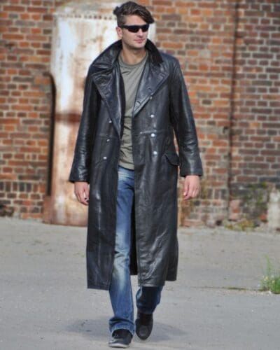 Mil-tec Officer black leather overcoat