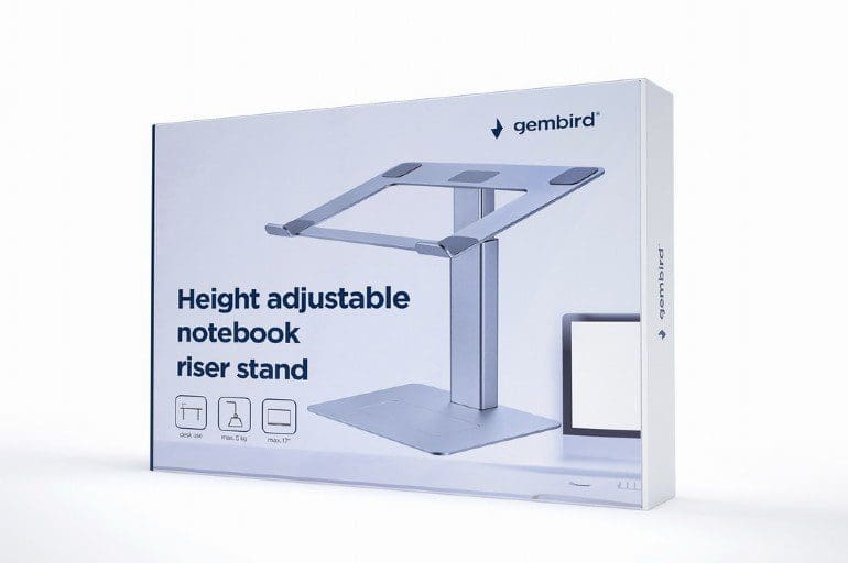 GEMBIRD HEIGHT ADJUSTABLE NOTEBOOK RISER STAND SILVER