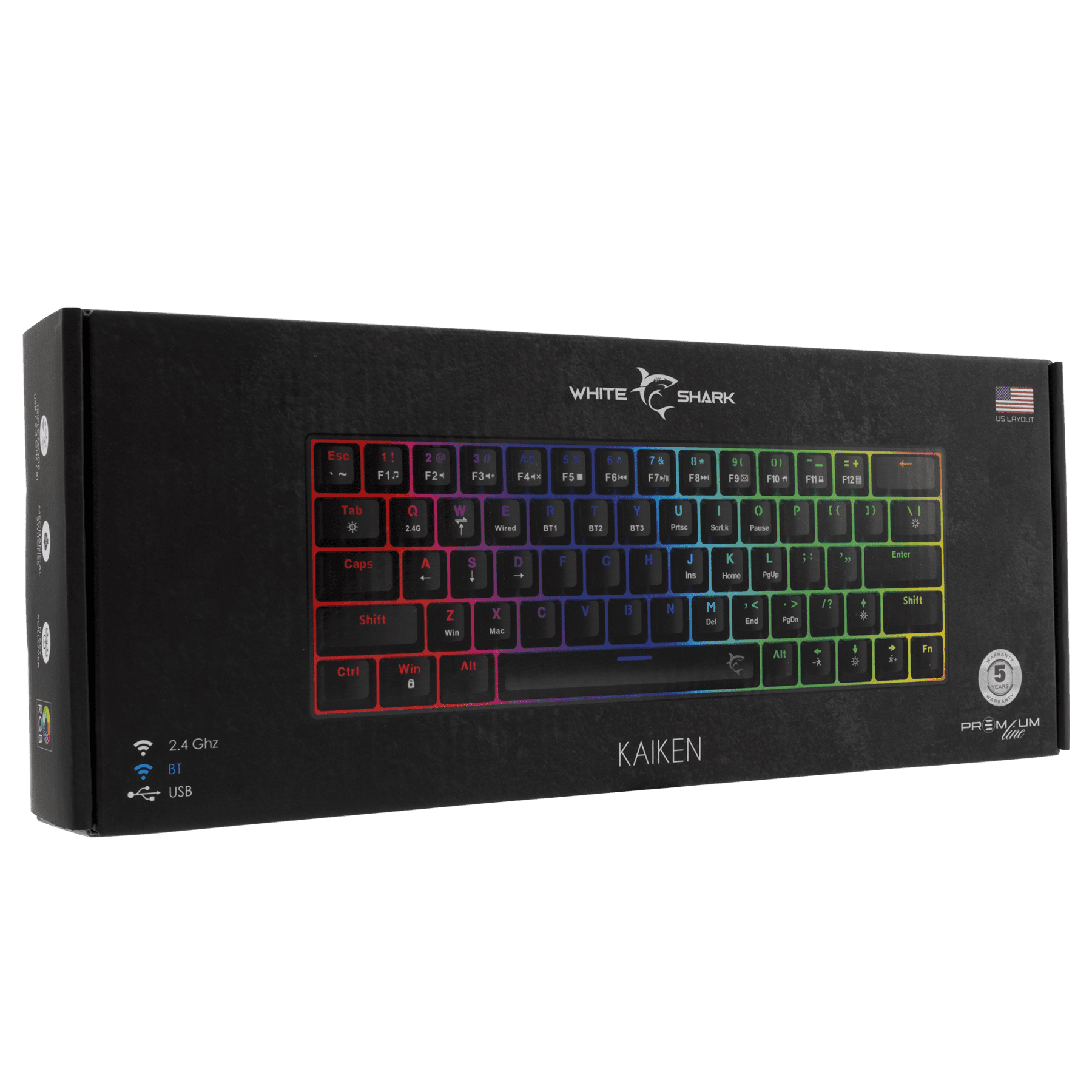 WHITE SHARK WIRELESS/BT/TYPE-C MECHANICAL KEYBOARD RED SWITCH GK-003111 US BLACK