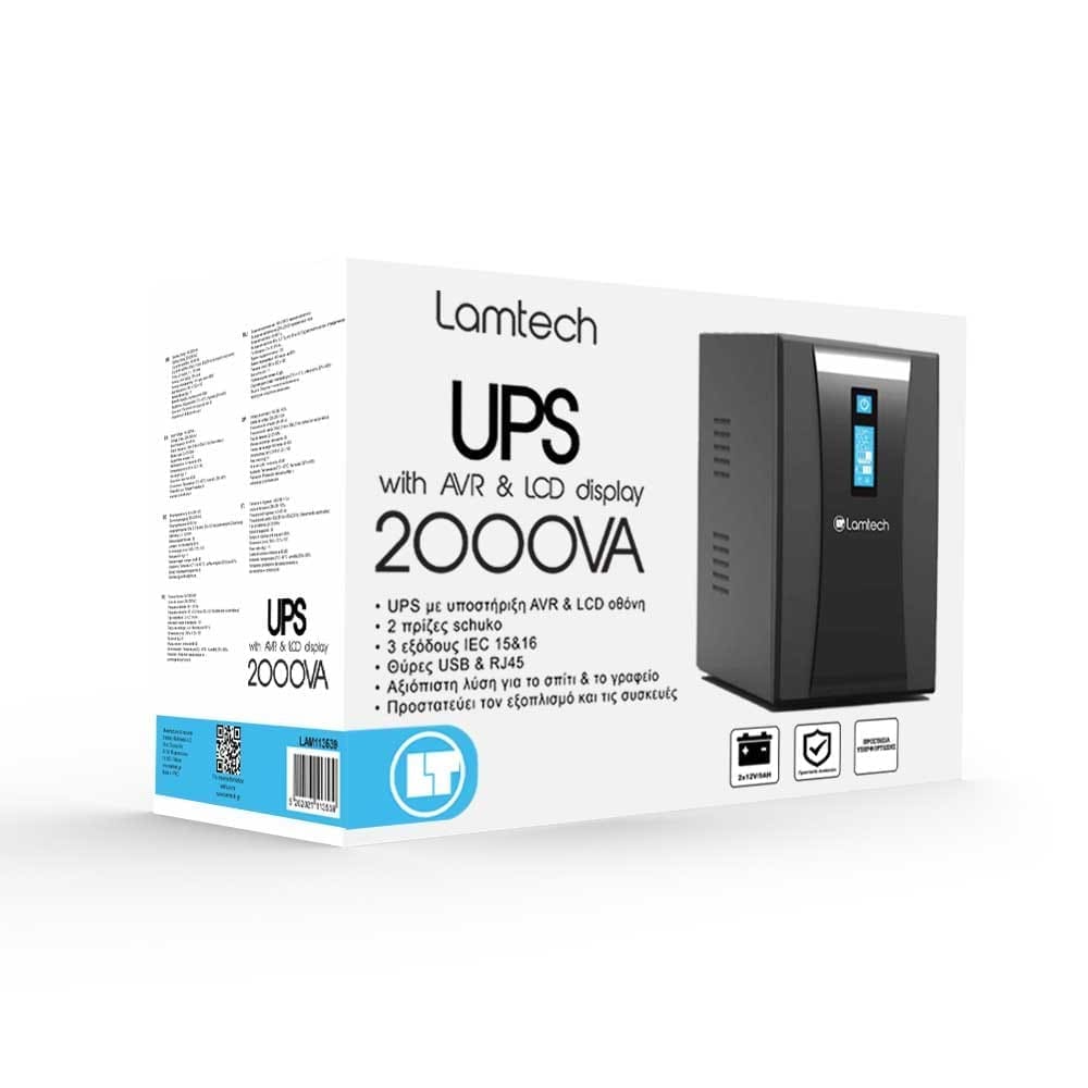 LAMTECH UPS WITH AVR AND LCD DISPLAY 2000VA