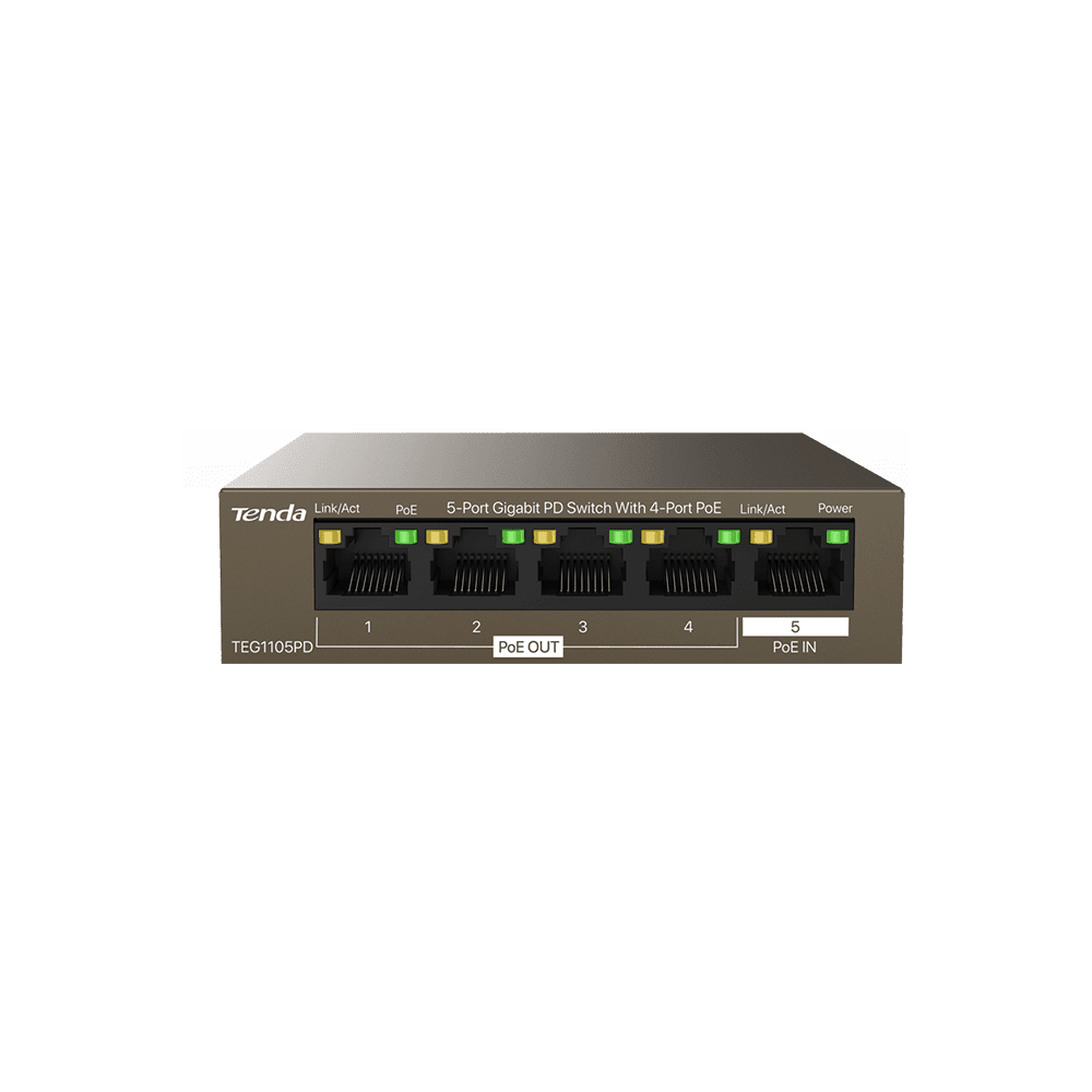 TENDA 5-PORT GIGABIT PD SWITCH WITH 4-PORT PoE