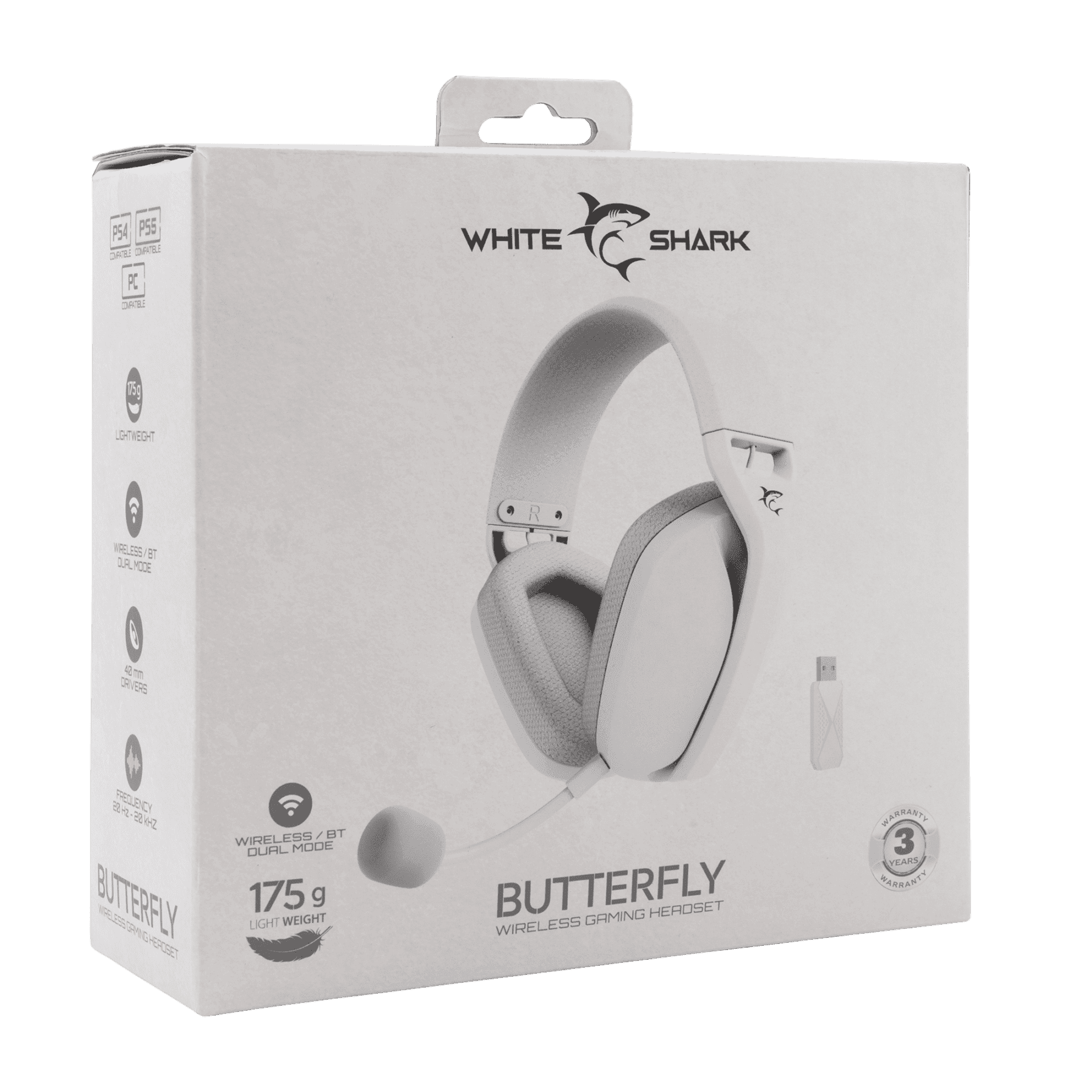 WHITE SHARK WIRELESS/BT GAMING HEADSET WGH-2442 BUTTERFLY WHITE