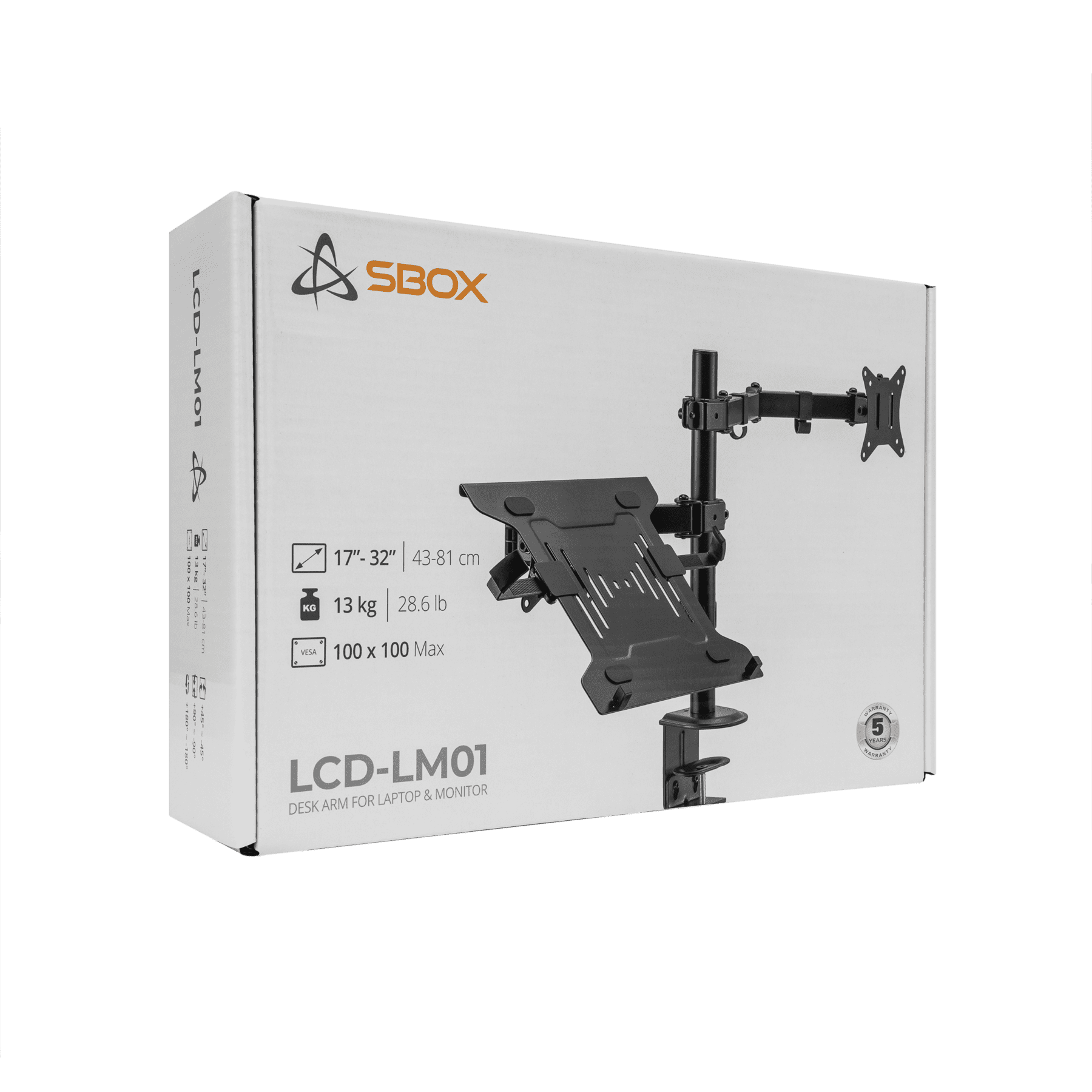 SBOX DESKTOP MOUNT FOR SCREEN AND LAPTOP 17'-32' / 43 - 81cm VESA 100x100 MAX